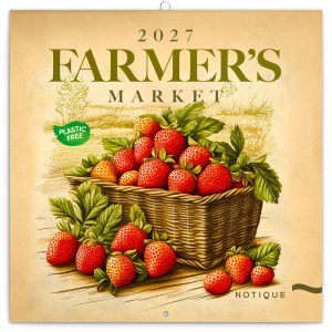 Lemeznapt�r Farmer?s Market 2027, PLAstIC FREE, 30 x 30 cm